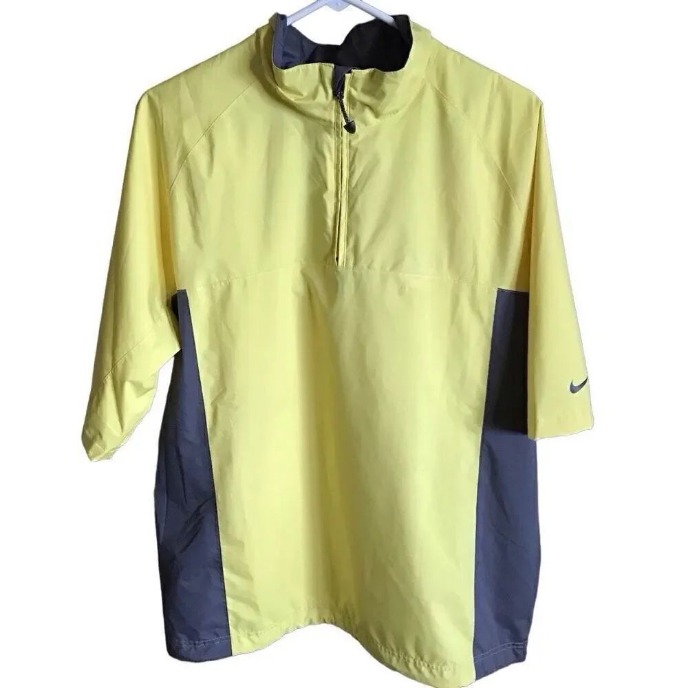 Nike Golf pullover golf jacket green gray 1/4 zip SZ M windbreaker yellow